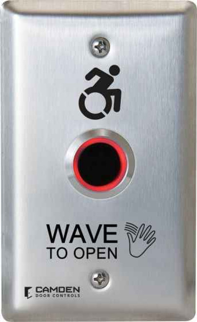 Camden Camden ValueWave CM-221 Series/A42 Hand Icon/'Wave to Open' Text/Active Wheelchair Symbol Faceplate Touchless Switch CM-221-A42