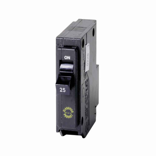 Eaton CHQ125 3/4" Thermal magnetic circuit breakers,Type CHQ 3/4-Inch classified replacement breaker,25 A,10 kAIC,Single-pole,120/240V,CHQ,(1) #14-8 AWG, (2) #14-10 AWG Cu/Al,CHQ,Type CH Loadcenters