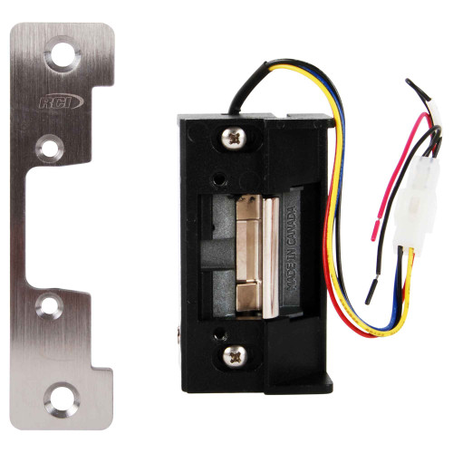 RCI RCI 6504 Electric Strike, 4-7/8" Round Corner Faceplate, For 5/8" Projection Latches, 12-24 VAC, 12/24 VDC, Fail Safe/Fail Secure RCI-6504