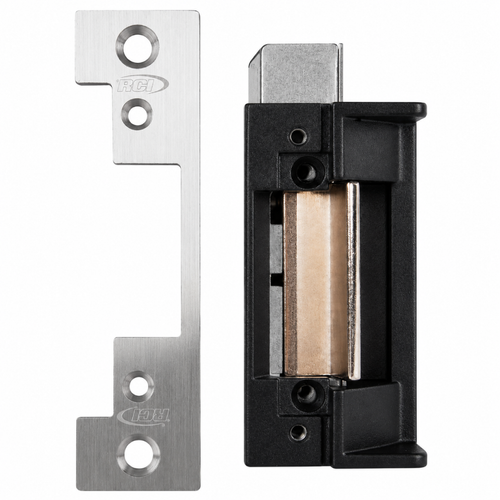 RCI 7114 Electric Strike with 4-7/8" Square Corner Faceplate for Cylindrical and Mortise Locks