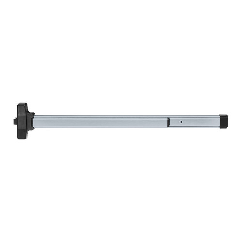 Falcon 19-R Series Grade 1 Rim Exit Device, Exit Only, Narrow Stile, 48-inch Pushpad - Aluminum Anodized (US28) finish, side profile view