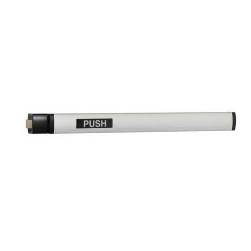 Falcon 1590EO 42 in. Narrow Stile Rim Exit Device, Exit Only, US28 Aluminum Anodized finish, touch bar shown