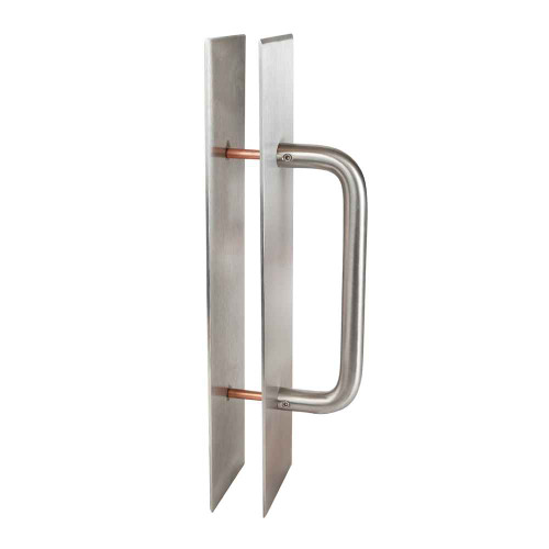 Trimco 1894-3B Ultimate Restroom Push/Pull Plate Combo — Satin Stainless Steel finish, shown from front with pull handle and push plate