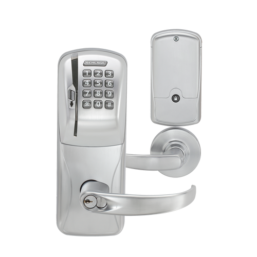 Schlage Electronics CO-200 Standalone Electronic Cylindrical Lock, Privacy Function, Magnetic Stripe (Swipe) and Keypad Reader