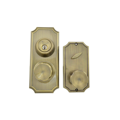 Weslock 1501 Unigard Premiere Interconnected Entry Handleset with Eleganti Knob, 2-3/8" Latch and Round Corner Strikes