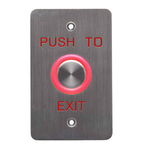 DynaLock 6610E Series - Single Gang, “PUSH TO EXIT” Faceplate, 10-24 VDC Halo-Lighted Piezo REX Push Button