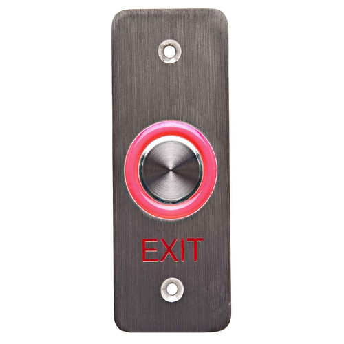 DynaLock 6620E Series - Narrow, “PUSH TO EXIT” Faceplate, 10-24 VDC Halo-Lighted Piezo REX Push Button