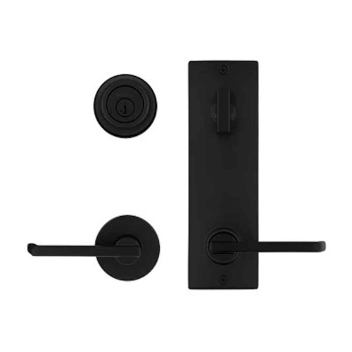 Kwikset 508HRL Interconnect 780 Deadbolt and Hali Lever Set with SmartKey – Matte Black (622) – Front and Interior Component View