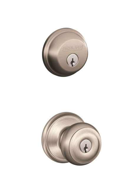 Schlage Residential Schlage Residential FB50 - Georgian Single Cylinder Keyed Entry Door Knob Set and Deadbolt Combo SCR-FB50-KEYED-GEO