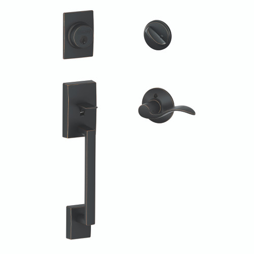 Schlage Residential F60 - Century Sectional Single Cylinder Keyed Entry Handleset with Accent Lever