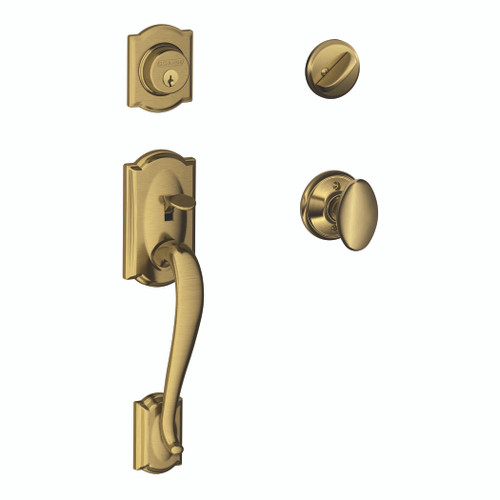 Schlage Residential F60 - Camelot Sectional Single Cylinder Keyed Entry Handleset with Siena Knob