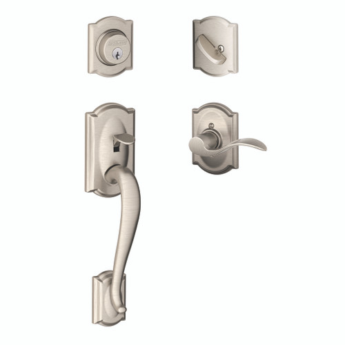 Schlage Residential F60 - Camelot Sectional Single Cylinder Keyed Entry Handleset with Accent Lever