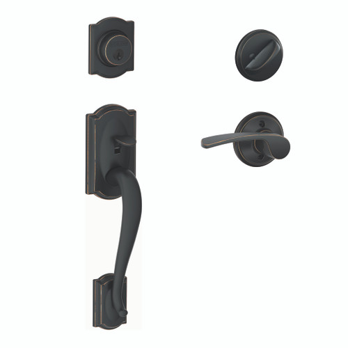 Schlage Residential F60 - Camelot Sectional Single Cylinder Keyed Entry Handleset with Merano Lever