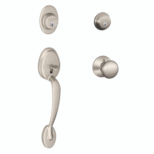 Schlage Residential F60 - Plymouth Sectional Single Cylinder Keyed Entry Handleset with Plymouth Knob