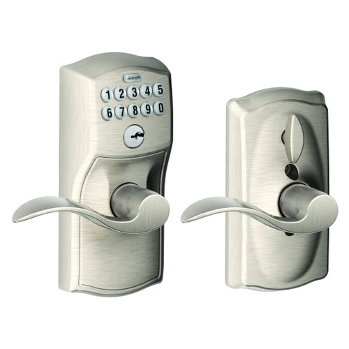 Schlage Residential FE595 - Camelot Keypad Entry with Flex-Lock Door Lever Set with Accent Interior Lever