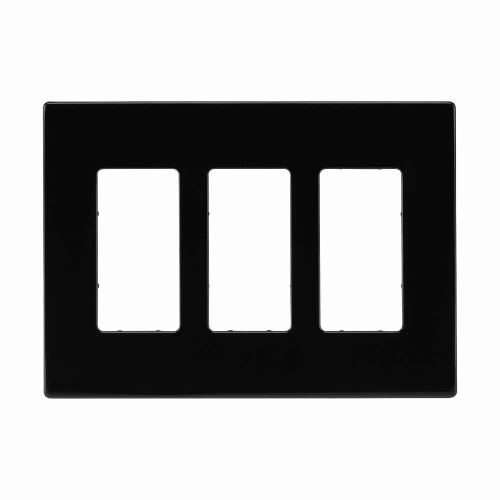 Eaton PJS263BK Screwless wallplate, Screwless, Black, Decorator Cutout, Polycarbonate, Three- gang, Mid-size