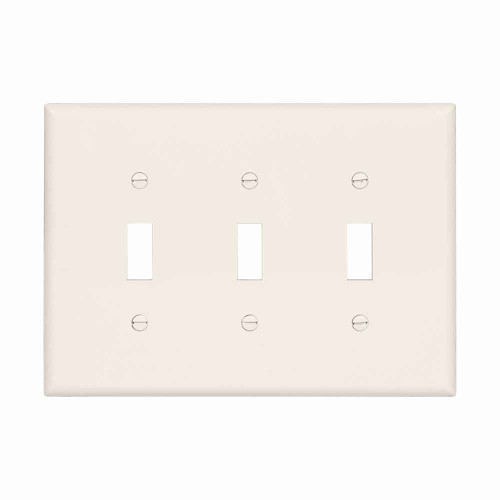 Eaton PJ3LA Toggle wallplate, Lt. Almond, Toggle Cutout, Polycarbonate, Three- gang, Mid-size Eaton PJ3LA Toggle wallplate, Lt. Almond, Toggle Cutout, Polycarbonate, Three- gang, Mid-size