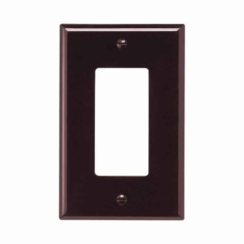 Eaton PJ26B Decorator / GFCI wallplate, Brown, Decorator Cutout, Polycarbonate, Single- gang, Mid-size