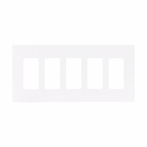 Eaton PJS265W Screwless wallplate, Screwless, White, Decorator Cutout, Polycarbonate, Five- gang, Mid-size