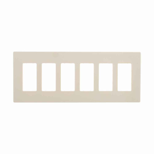 Eaton PJS266A Screwless wallplate, Screwless, Almond, Decorator Cutout, Polycarbonate, 6-Gang, Mid-size