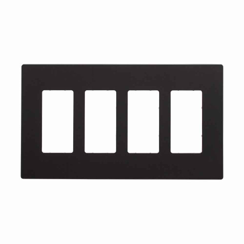 Eaton PJS264BK Screwless wallplate, Screwless, Black, Decorator Cutout, Polycarbonate, Four- gang, Mid-size