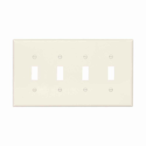 Eaton PJ4LA Toggle wallplate, Lt. Almond, Toggle Cutout, Polycarbonate, Four- gang, Mid-size Eaton PJ4LA Toggle wallplate, Lt. Almond, Toggle Cutout, Polycarbonate, Four- gang, Mid-size