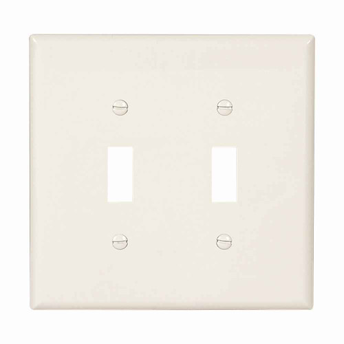 Eaton PJ2LA Toggle wallplate, Lt. Almond, Toggle Cutout, Polycarbonate, Two- gang, Mid-size Eaton PJ2LA Toggle wallplate, Lt. Almond, Toggle Cutout, Polycarbonate, Two- gang, Mid-size