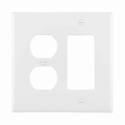Eaton PJ826W-SP-L2 combination wallplate, Wallplate 2G Dup/Deco Combo Poly Mid WH, Retail box Eaton PJ826W-SP-L2 combination wallplate, Wallplate 2G Dup/Deco Combo Poly Mid WH, Retail box