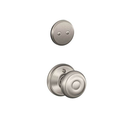 Schlage F94 Georgian Knob One-Sided Dummy Interior Pack in Satin Nickel (619) — knob and interior rose shown, exterior handleset sold separately