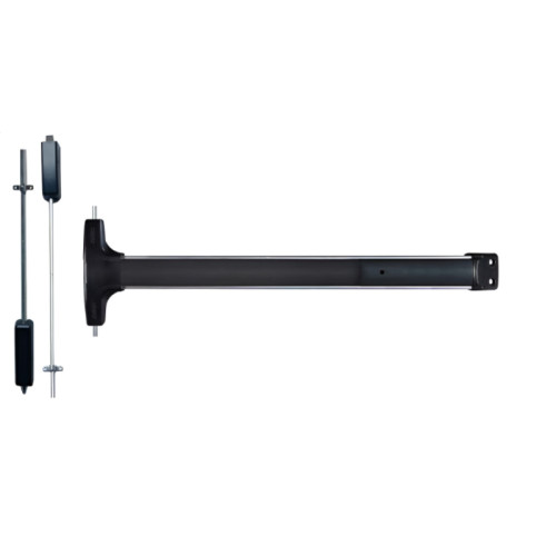 Detex Value Series Narrow Stile Surface Vertical Rod Exit Device with Outside Lever Always Active