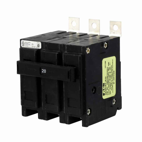 Eaton QBHW3020HVH08 Quicklag Industrial Thermal-Magnetic Circuit Breaker, 20A, QBHW type, 22 kAIC, Three-pole, Non-Interchangeable, 240V, 50° C Calibration, Marine duty
