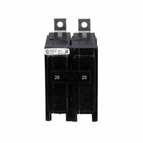 Eaton QBHW2020V Quicklag Industrial Thermal-Magnetic Circuit Breaker, 20A, QBHW type, 22 kAIC, Two-pole, Non-Interchangeable, 120/240V, 50° C Calibration