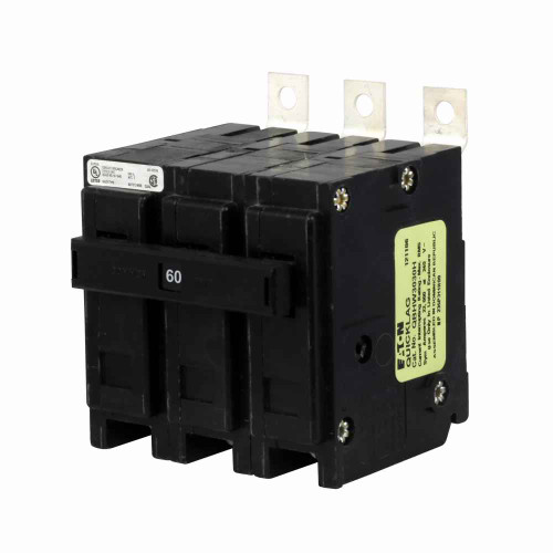 Eaton QBHW3060HVH08 Quicklag Industrial Thermal-Magnetic Circuit Breaker, 60A, QBHW type, 22 kAIC, Three-pole, Non-Interchangeable, 240V, 50° C Calibration, Marine duty