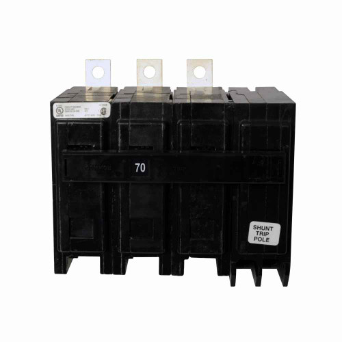 Eaton QBHW3070HS Quicklag Industrial Thermal-Magnetic Circuit Breaker, Three-pole, 120V, 208V, 240V shunt trip, 70A, 22 kAIC, 240V, Non-Interchangeable, Bolt-on mounting