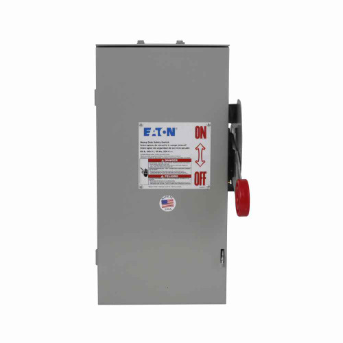 Eaton DH322FRK Enhanced visible blade single-throw safety switch, 60 A, NEMA 3R, Painted galvanized steel, Class H, Three-pole, Three-wire, 240 V, Max Hp: 3, 7.5/ 10, 15/ 10 hp (1,3PH @Std/TD/250 Vdc), #14-#2 Cu/Al