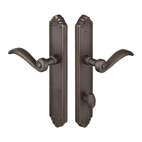 Emtek 1143 Multi Point Lock Trim (Door Config #1) - Lost Wax Cast Bronze Plates, Tuscany Style (2" x 10.5"), Non-Keyed American Style Thumbturn Inside