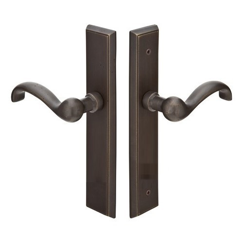 Emtek 1165 Multi Point Lock Trim (Door Config #1) - Sandcast Bronze Plates, Rectangular Style (2" x 10"), Dummy Pair