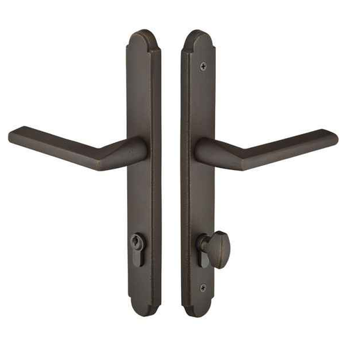 Emtek 1171 Multi Point Lock Trim (Door Config #1) - Brass Plates, Concord Style (1.5" x 11"), Keyed with American Cylinder Hub BELOW Handle