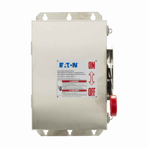 Eaton DH363UWKN Heavy duty single-throw non-fused safety switch, Single-throw, 100A, NEMA 4X, Stainless steel, , Non-fusible, Three-pole, Three-wire