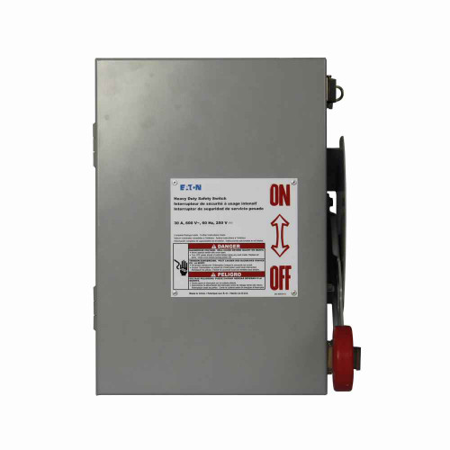 Eaton DH362UDKV Enhanced visible blade single-throw non-fused safety switch, Single-throw, 60A, NEMA 12, , Class H fuses, Non-fusible, Three-pole, Three-wire Eaton DH362UDKV Enhanced visible blade single-throw non-fused safety switch, Single-throw, 60A, NEMA 12, , Class H fuses, Non-fusible, Three-pole, Three-wire