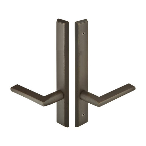 Emtek 1254 Multi Point Lock Trim (Door Config #2) - Sandcast Bronze Plates, Rectangular Style (1.5" x 11"), Non-Keyed Fixed Handle Outside, Operating Handle Inside (for Semi-Active Door)