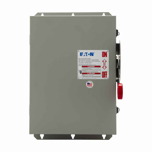 Eaton DH462UDK Heavy duty single-throw non-fused safety switch, Single-throw, 60A, NEMA 12, Painted galvanized steel, , Non-fusible, Four-pole, Four-wire, 20 at 240 Vac TD 1 Ph, 40 at 480 Vac TD 1 Ph, 50 at 600 Vac TD 1 Ph, 20 at 240 Vac TD 3 Ph Eaton DH462UDK Heavy duty single-throw non-fused safety switch, Single-throw, 60A, NEMA 12, Painted galvanized steel, , Non-fusible, Four-pole, Four-wire, 20 at 240 Vac TD 1 Ph, 40 at 480 Vac TD 1 Ph, 50 at 600 Vac TD 1 Ph, 20 at 240 Vac TD 3 Ph