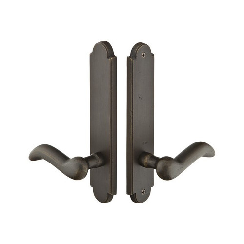 Emtek 1322 Multi Point Lock Trim (Door Config #3) - Sandcast Bronze Plates, Arched Style (2" x 10"), Non-Keyed Passage
