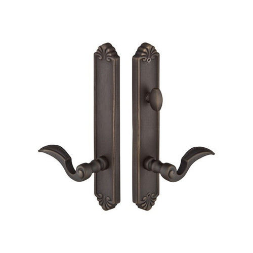 Emtek 1343 Multi Point Lock Trim (Door Config #3) - Lost Wax Cast Bronze Plates, Tuscany Style (2" x 10.5"), Non-Keyed American Style Thumbturn Inside