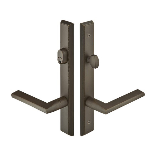 Emtek 1351 Multi Point Lock Trim (Door Config #3) - Sandcast Bronze Plates, Rectangular Style (1.5" x 11"), Keyed with American Cylinder Hub ABOVE Handle