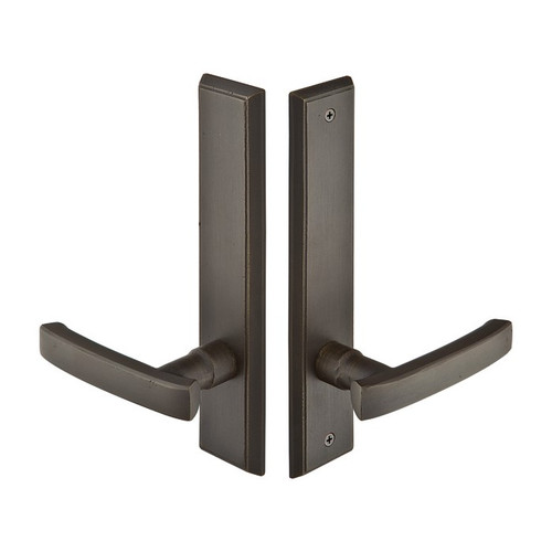 Emtek 1362 Multi Point Lock Trim (Door Config #3) - Sandcast Bronze Plates, Rectangular Style (2" x 10"), Non-Keyed Passage
