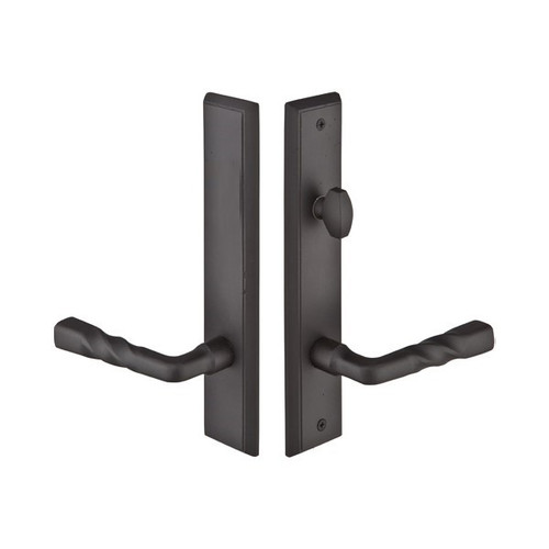 Emtek 1363 Multi Point Lock Trim (Door Config #3) - Sandcast Bronze Plates, Rectangular Style (2" x 10"), Non-Keyed American Style Thumbturn Inside