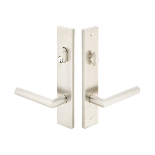 Emtek 13B1 Multi Point Lock Trim (Door Config #3) - Stainless Steel Plates, Modern Style (2" x 10"), Keyed with American Cylinder Hub ABOVE Handle