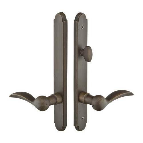 Emtek 1413 Multi Point Lock Trim (Door Config #4) - Sandcast Bronze Plates, Arched Style (1.5" x 11"), Non-Keyed American Style Thumbturn Inside
