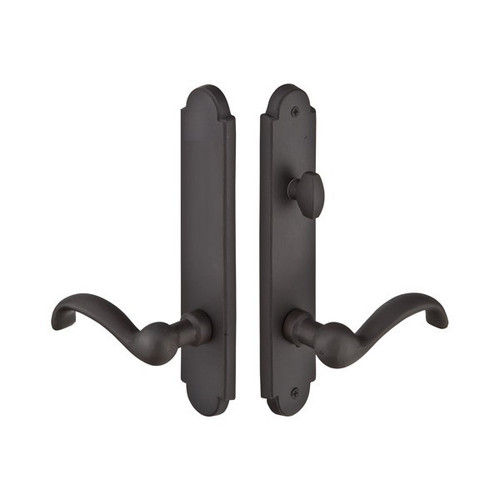 Emtek 1423 Multi Point Lock Trim (Door Config #4) - Sandcast Bronze Plates, Arched Style (2" x 10"), Non-Keyed American Style Thumbturn Inside